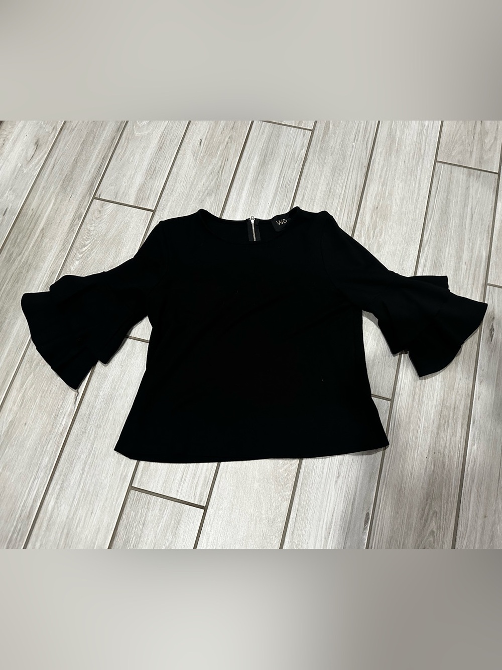 W5 Black Bell Sleeve Crewneck Top